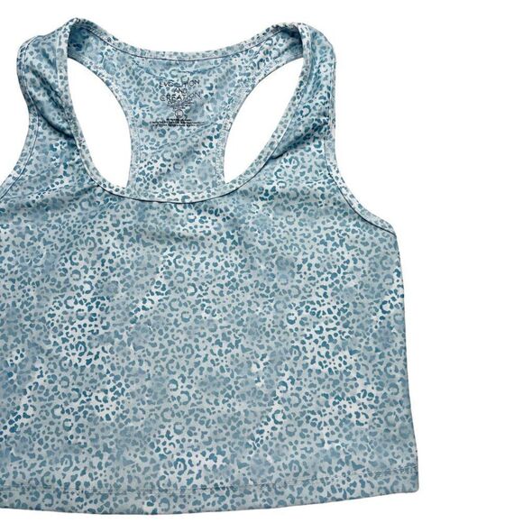 EVOLUTION AND CREATION Blue Cheetah Compression Crop Top - Picture 2 of 6